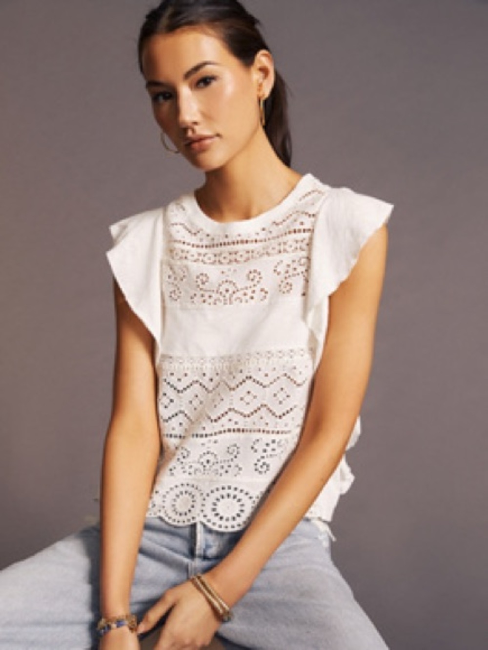 By Anthropologie Sustainable Lace Tank